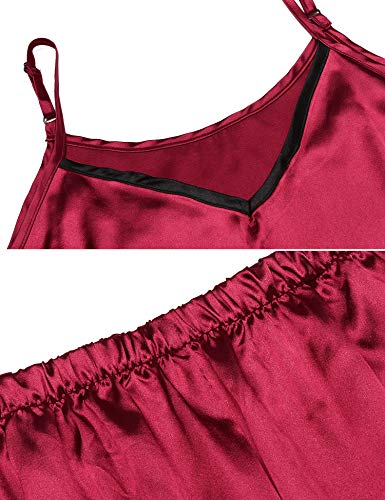 Pijamas Mujer Saten Mujer Camisones Satin Pijamas 2 Piezas Elegante Ropa de Dormir Mujer Satén Seda Set Pijama