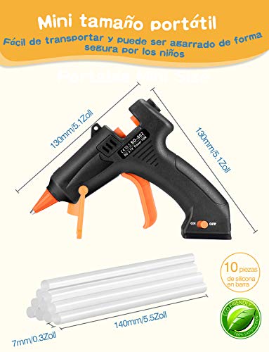 Pistola de Silicona Inalámbrico, Pistola de Encolar 15W para manualidades Con Cable USB, Batería de litio, para Trabajo de Bricolaje, 10 barras de Pegamentos