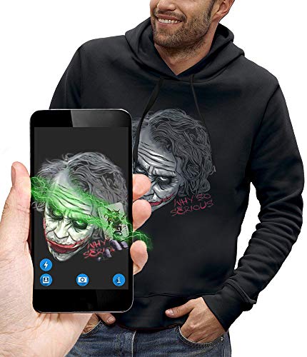 PIXEL EVOLUTION Sudadera con Capucha 3D The Joker en Realidad Aumentada Hombre - tamaño L - Negro