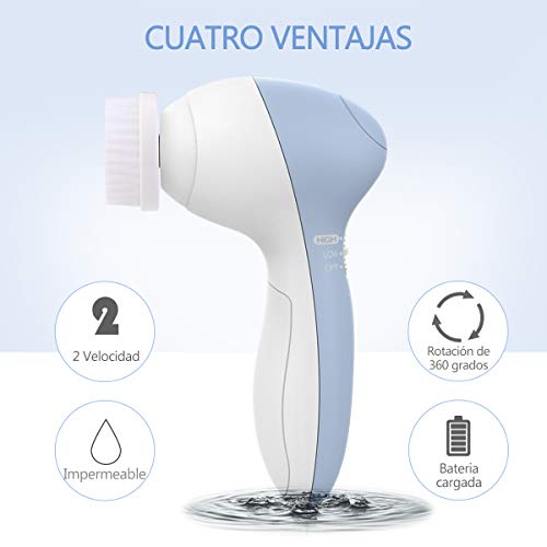 PIXNOR [Actualizada] 7 En 1 Cepillo Limpiador Facial Electrico, Limpiador de Cara Giratoria Impermeable Cepillo de Limpieza Masajeadorlos para Remover Lípidos Adicionales, Puntos Negros y Maquillaje