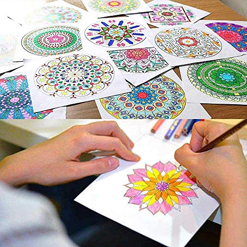 Plantillas de Mandala, Comius Sharp 16 Piezas Plantillas de Dibujo, Mandala Manualidades Painting Stencils, Reutilizables,cortadas con láser para Pintar Scrapbook Arte De Pared 15x15cm (Blanco)