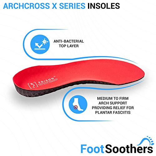 Plantillas ortopédicas para el dolor de talón, fascitis plantar, dolor de rodilla y dolor de espalda, Edison Elite XXII Elite Podiatry ArchCrossX, Unisex, negro, UK L: 9-10.5