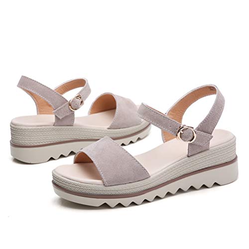 Plataforma para Mujer Sandalias de Verano Peep Toe Zapatos de Correa con Hebilla de Suela Gruesa para Mujer