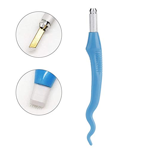 Pluma Microblading, Pluma para tatuaje de cejas, Firme para niñas caseras(blue)