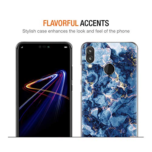 Pnakqil Funda Huawei P20 Lite, Silicona Transparente con Dibujos Diseño Slim TPU Antigolpes Ultrafina de Protector Piel Case Cover Cárcasa Fundas para Movil Huawei P20Lite, Mármol Azul Verde