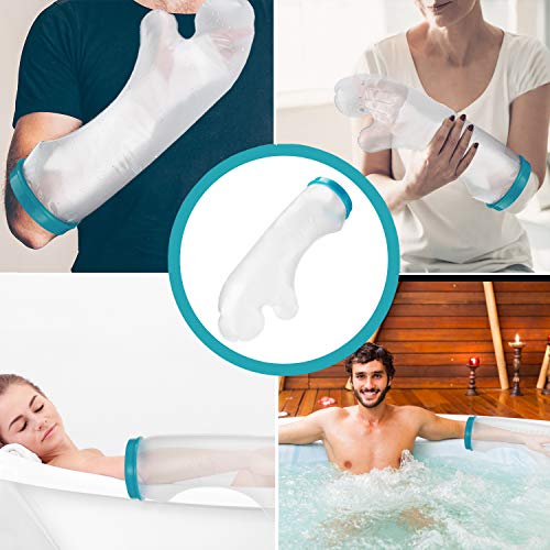 Polaland Protector de Escayola Venda Impermeable para Ducha, Funda Protectora Hermética de Yeso Vendaje, Protección en Baño para Recuperación Lesión Fractura Quemadura Tatuaje -Brazo/Adulto/Corto