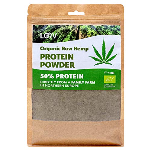 Polvo de proteína de cáñamo cruda orgánica, 1kg, 50% de proteína, sin tratamiento térmico, conserva todos los nutrientes, sabor a nuez, cultivado en clima nórdico, polvo de proteína vegana, no es OGM