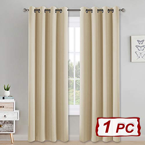 PONY DANCE Cortinas Blackout Beige con Ojales - Cortina Salon Tela Suave Tupida/Panel Largo como Separador Ambientes para Dormitorios Infantiles, 1 Ud, 140 x 240 cm (An x L)