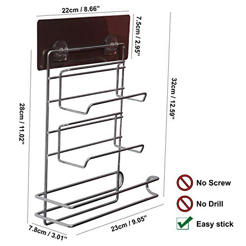 Portarrollos de Cocina - (32H x 7,8W x 23D cm) 3 en 1 Montura Pared Autoadhesivo Portarrollos de Cocina con Estante - Soporte Papel de Aluminio - Dispensador de papel