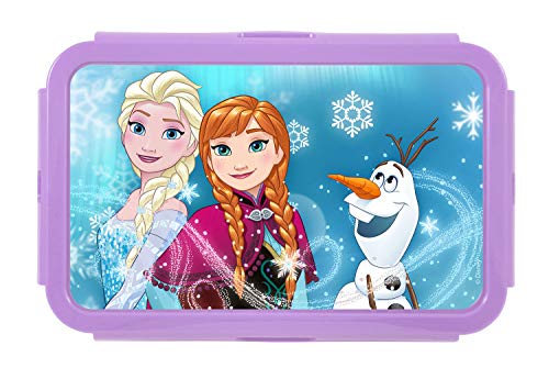 POS 28680 – Fiambrera para llevar con diseño de Frozen, aprox. 20,5 x 13,5 x 7 cm, 2 insertos extraíbles, antigoteo, apto para microondas y lavavajillas, apto para congelador, sin BPA ni ftalatos