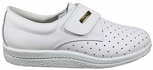 Postigo 1 -Zapato Sanitario Anatómico Velcro Piel Unisex (38 EU, Blanco)