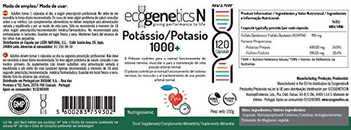 Potasio 1000+ - 1116 mg de fosfato dipotásico por cápsula - 120 cáps.