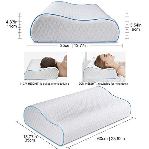 Power Of Nature Almohada Cervical, Núcleo Transpirable Almohada Viscoelastica Diseño Ergonómico Soporte de Almohada de Contorno Ortopédico, (60 x35x11CM) para Todos los Durmientes