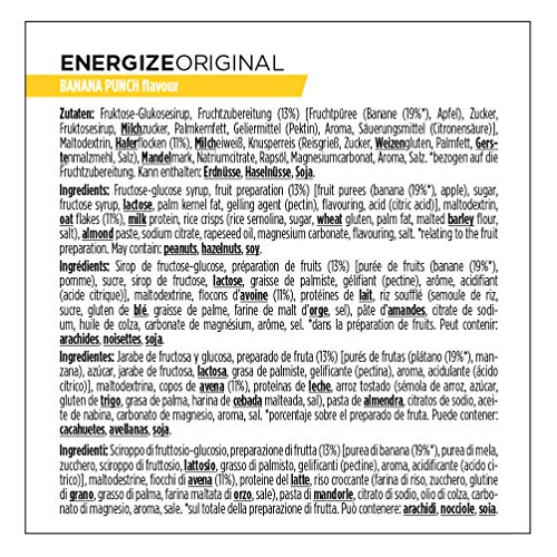 PowerBar Energize Original Banana Punch 25x55g - Barra de alta Energía de Carbono + C2MAX Magnesio y Sodio