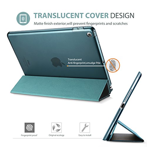 ProCase Funda iPad 9,7" 6.ª 2018/5.ª 2017, Estuche Delgado Ligero Carcasa con Soporte Tapa Inteligente Reverso Translúcido para iPad 9,7 Pulgadas –Verde Azulado