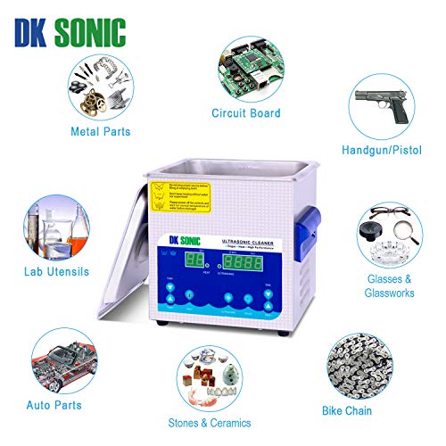 Profesional Limpiador Ultrasónico DK SONIC 2L 40KHz 60W Limpiador Ultrasonidos de Acero Inoxidable con Calentador Degas para Partes de Carburador Latón Relojes Joyas Dentales Monedas de Metal