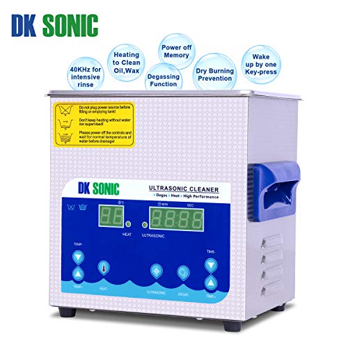 Profesional Limpiador Ultrasónico DK SONIC 2L 40KHz 60W Limpiador Ultrasonidos de Acero Inoxidable con Calentador Degas para Partes de Carburador Latón Relojes Joyas Dentales Monedas de Metal