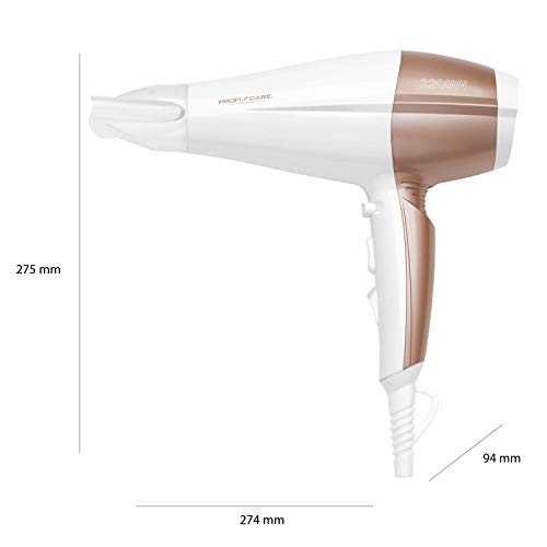 ProfiCare HT 3010 - Secador de Pelo Profesional iónico, 3 Niveles de Temperatura, 2200 W, Color Blanco