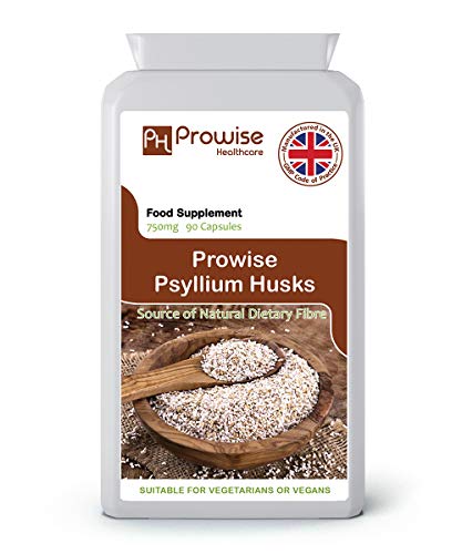 Psyllium Husks 750 mg x 90 cápsulas - Fibra dietética natural para limpieza de colon y salud intestinal - Fabricado en el Reino Unido | Estándares GMP de Prowise Healthcare