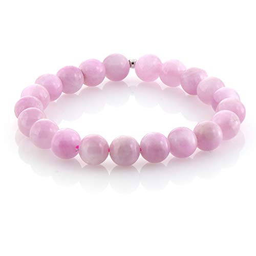 Pulsera de kunzita de 8 mm, pulsera elástica de kunzite rosa, pulsera de cristal de kunzita rosa, pulsera de kunzite AAA, joyería de curación emocional, regalo