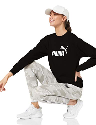 PUMA ESS Logo Crew Sweat TR Sweatshirt, Mujer, Cotton Black, L