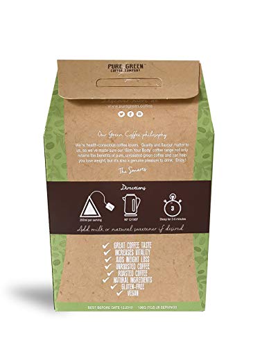 Pure Green Skinny Coffee - Programa de detoxificación-28 días. Ayuda con pérdida de peso y quema de grasa. Supresor natural de apetito. Resultados visibles rápidos. Bebida energética antes de entrenar