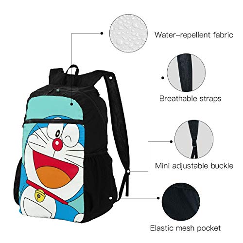 Púrpura Bob Esponja Plegable Mochila De Viaje Cremallera Bolsa De La Escuela De Viaje Daypack Hombres Mujeres Adolescentes Universidad Estudiante Regalo Doraemon feliz talla única