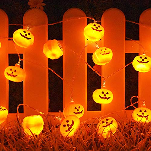 Putron Halloween Decoración Cadena Linterna Calabaza, 6m 40 LED Blanca Cálida Lámpara Calabaza, Utilizado para Halloween, Navidad, Decoración de Fiestas Jardín