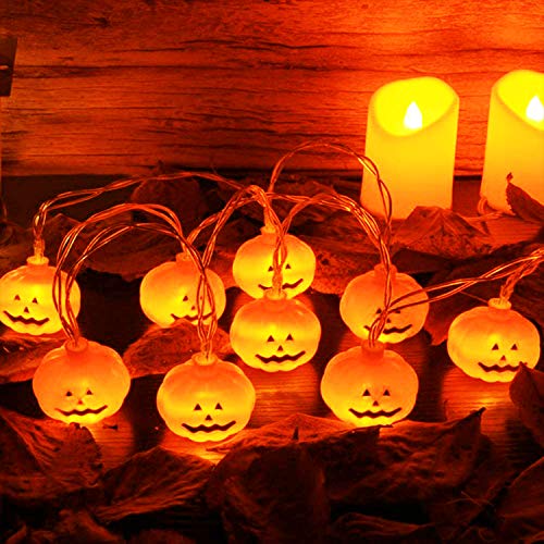 Putron Halloween Decoración Cadena Linterna Calabaza, 6m 40 LED Blanca Cálida Lámpara Calabaza, Utilizado para Halloween, Navidad, Decoración de Fiestas Jardín