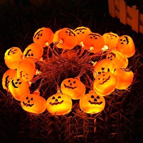 Putron Halloween Decoración Cadena Linterna Calabaza, 6m 40 LED Blanca Cálida Lámpara Calabaza, Utilizado para Halloween, Navidad, Decoración de Fiestas Jardín