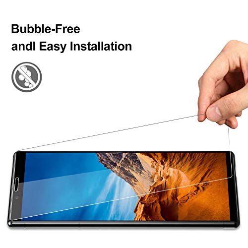 PUUDUU Protector de Pantalla para Sony Xperia 1, [3 Pack] Cristal Templado para Sony Xperia 1, Vidrio Templado, Dureza 9H, Anti-Rasguños, Sin Burbujas