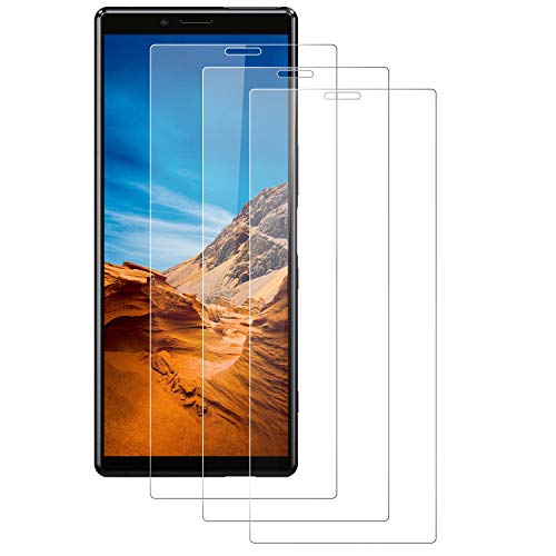 PUUDUU Protector de Pantalla para Sony Xperia 1, [3 Pack] Cristal Templado para Sony Xperia 1, Vidrio Templado, Dureza 9H, Anti-Rasguños, Sin Burbujas