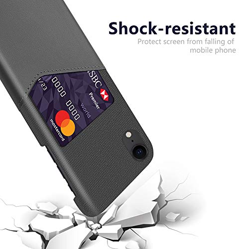 QfireQ Funda Billetera para iPhone XR Delgado PU Tela Cuero Titular de La Tarjeta de Crédito Funda Protector,Gris,for iPhone XR