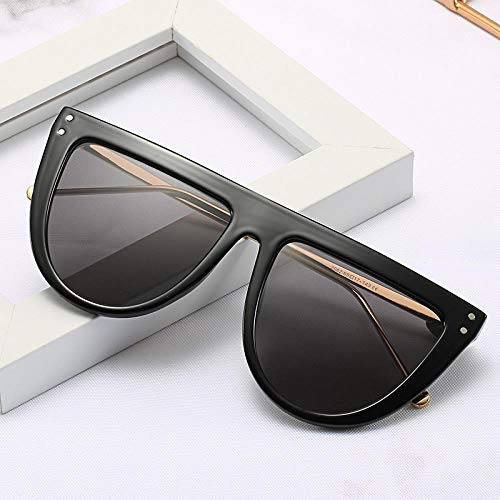 QINGZHOU Gafas De Sol,Gafas De Sol De Uñas De Medidor De Moda Gafas De Sol Planas De Tendencia Gafas De Color Degradado, Película Negra Doble Marco Gris