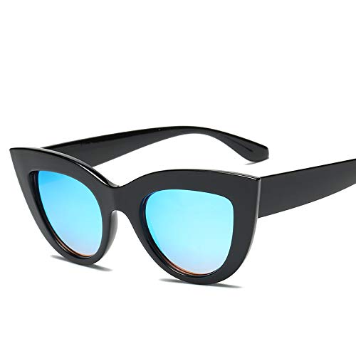 QINGZHOU Gafas De Sol,Gafas De Sol Retro Con Forma De Ojo De Gato, Gafas De Sol Para Afeitarse La Cara, Todo Fósforo, Marco Negro, Azul Hielo