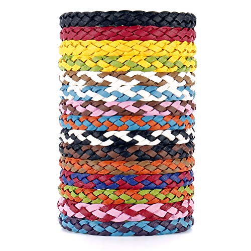 Qisiewell - Pulsera antimosquitos (15 Unidades, protección Natural contra Insectos, no tóxica, Apta para niños, para Interiores y Exteriores), Color Negro, Rojo, Amarillo y Multicolor