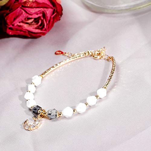 QKL CláSico Cristal Corte Blanco Pino Piedra De Pelo Pulsera Traslado Regalo.