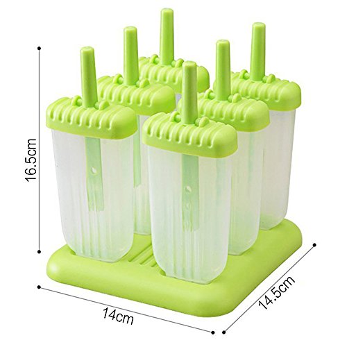 Queta Molde de helado Moldes de Polos Reutilizable Moldes Silicona Naranja Verde（8pcs）