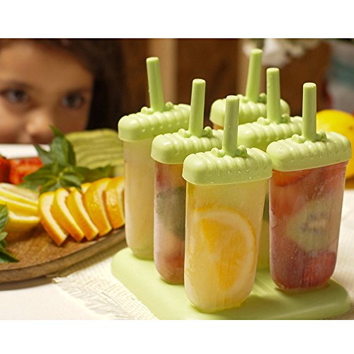 Queta Molde de helado Moldes de Polos Reutilizable Moldes Silicona Naranja Verde（8pcs）