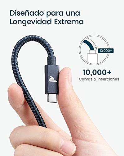 RAMPOW Cable USB C a USB C 3.2 Gen 2x2 con E-Mark, Cable Thunderbolt 3 con PD 3.0[20V/5A 100W], 4K@60Hz para Macbook Pro 16'' 2019/2017, iMac, Samsung S10/S9, Huawei P30, Nintendo Switch y más - 2M