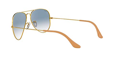 Ray-Ban Aviator gafas de sol, Dorado (Marco: Dorado, Lente: Dark Blu 001/3F), 58 para Hombre