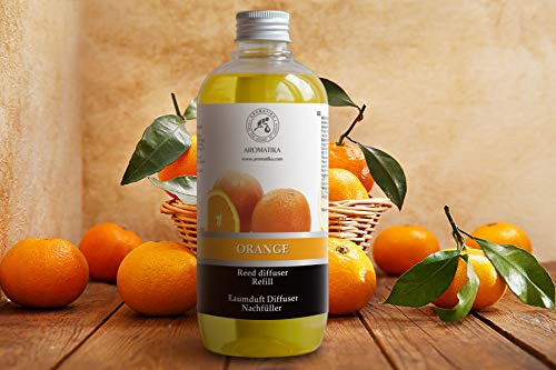 Recambio de Difusor de Caña Naranja 500ml - Difusor de Fragancia de Habitación - Mejor para Aromaterapia - Spa - Hogar - Cocina - Baño - Oficina - Fintess - Club - Restaurante - Boutique