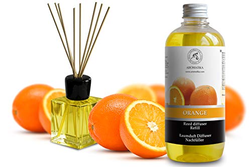 Recambio de Difusor de Caña Naranja 500ml - Difusor de Fragancia de Habitación - Mejor para Aromaterapia - Spa - Hogar - Cocina - Baño - Oficina - Fintess - Club - Restaurante - Boutique