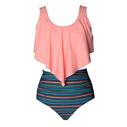 Reciy - Traje de baño para mujer, bikini con top de cuello halter y bragas de talle alto A-10. 44 ES/46 ES