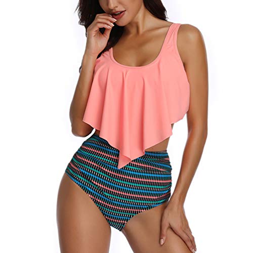 Reciy - Traje de baño para mujer, bikini con top de cuello halter y bragas de talle alto A-10. 44 ES/46 ES