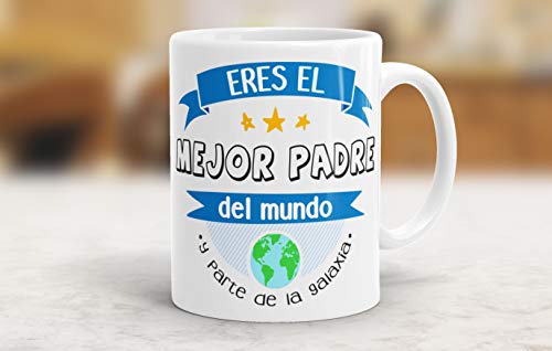 REGALOS ESTRELLA AZUL Taza día del Padre Regalo para Papa, Papa te Quiero, al Mejor papá del Mundo, Regalos Padres, Regalos día del Padre, te Quiero Papa, Taza con Frases (Mejor Padre del Mundo)