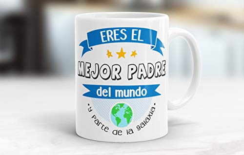 REGALOS ESTRELLA AZUL Taza día del Padre Regalo para Papa, Papa te Quiero, al Mejor papá del Mundo, Regalos Padres, Regalos día del Padre, te Quiero Papa, Taza con Frases (Mejor Padre del Mundo)