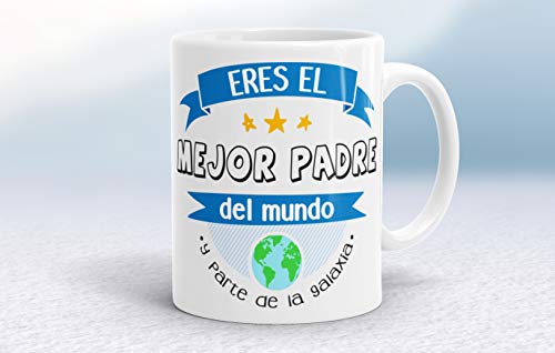 REGALOS ESTRELLA AZUL Taza día del Padre Regalo para Papa, Papa te Quiero, al Mejor papá del Mundo, Regalos Padres, Regalos día del Padre, te Quiero Papa, Taza con Frases (Mejor Padre del Mundo)