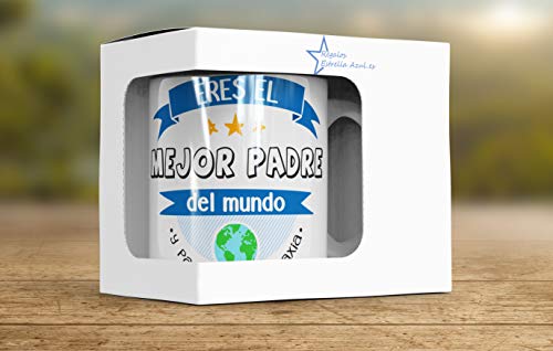 REGALOS ESTRELLA AZUL Taza día del Padre Regalo para Papa, Papa te Quiero, al Mejor papá del Mundo, Regalos Padres, Regalos día del Padre, te Quiero Papa, Taza con Frases (Mejor Padre del Mundo)