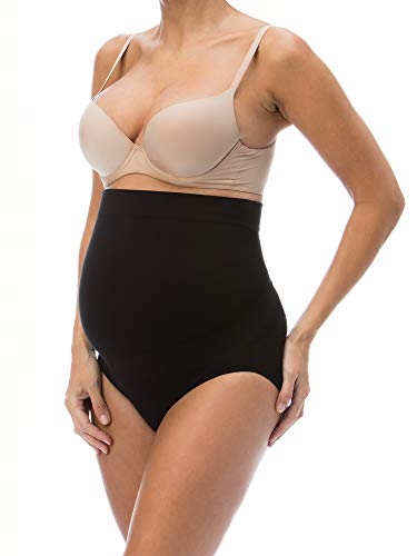 RelaxMaternity 5100 (Negro, M) Bragas de algodón premamá con Soporte Abdominal, Faja de Maternidad